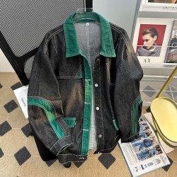 Colorblock trendy denim jacket