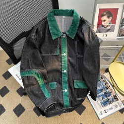 Colorblock trendy denim jacket