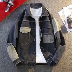 Trendy patchwork denim jacket