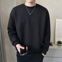 Round neck textured sweatshirt